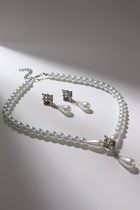 Набор 2 предмета: серьги, колье «Антуанетта» гранж, цвет белый в серебре, 40 см - Фото 2