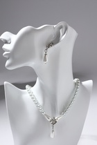 Набор 2 предмета: серьги, колье «Антуанетта» гранж, цвет белый в серебре, 40 см - Фото 4