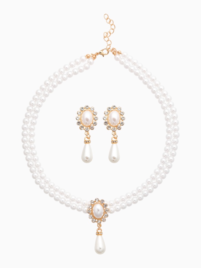 Набор 2 предмета: серьги, колье «Антуанетта» вспышка, цвет белый в золоте, 40 см - Фото 1