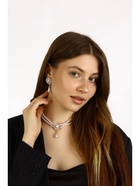 Набор 2 предмета: серьги, колье «Антуанетта» вспышка, цвет белый в золоте, 40 см - Фото 2