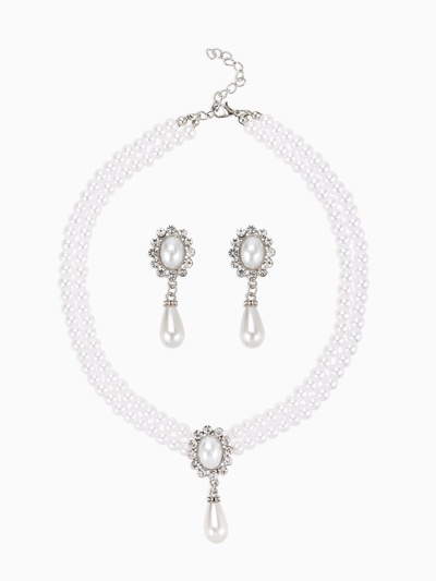 Набор 2 предмета: серьги, колье «Антуанетта» вспышка, цвет белый в серебре, 40 см