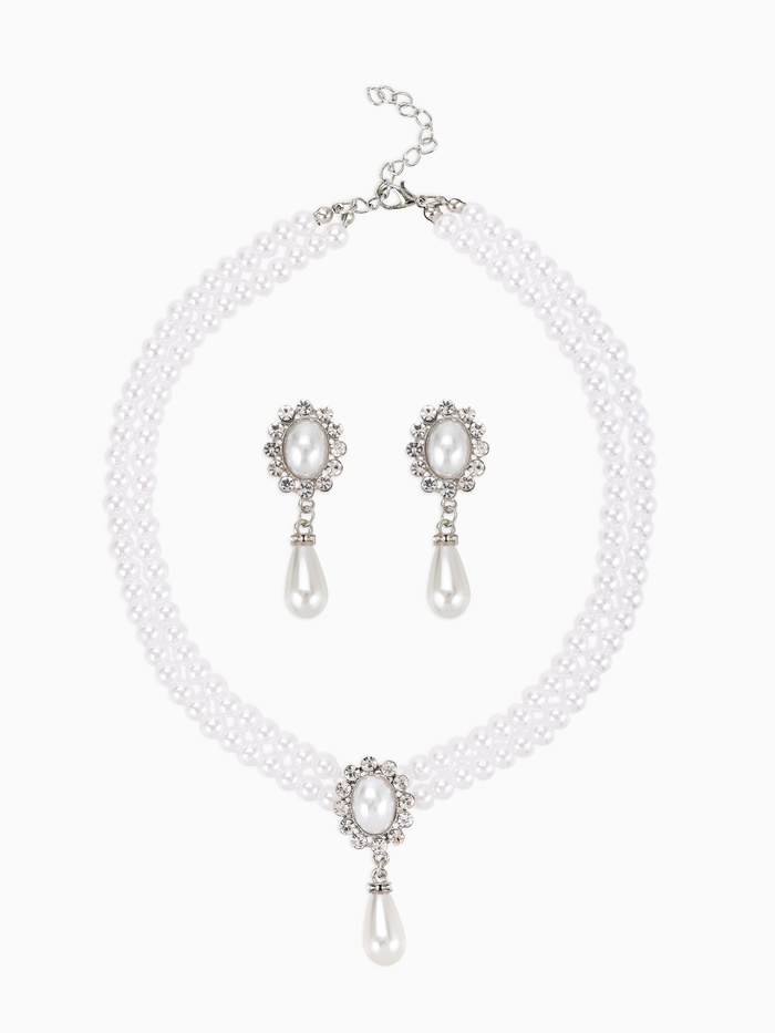 Набор 2 предмета: серьги, колье «Антуанетта» вспышка, цвет белый в серебре, 40 см