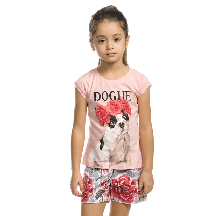 Комплект из футболки и шорт для девочек, рост 92 см, цвет розовый