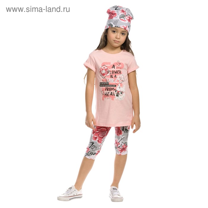 Комплект из туники и лосин для девочек, рост 86 см, цвет розовый