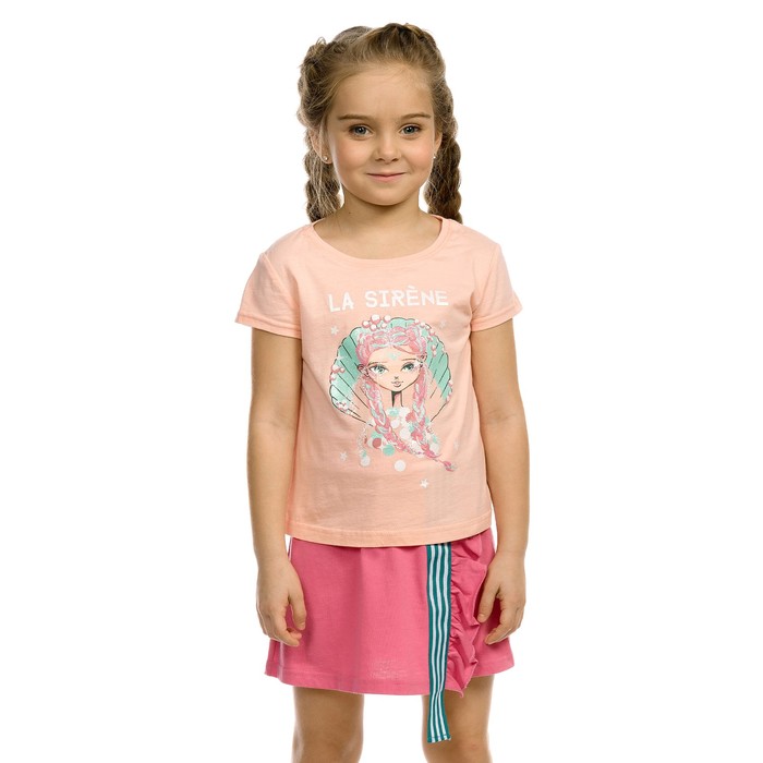 Комплект из футболки и юбки для девочки, рост 104 см, цвет персиковый