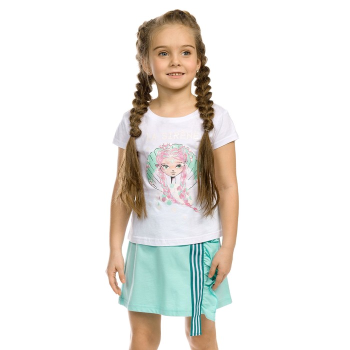 Комплект из футболки и юбки для девочки, рост 92 см, цвет белый