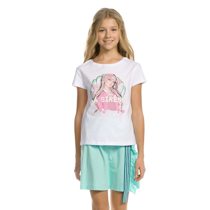 Комплект из футболки и юбки для девочки, рост 116 см, цвет белый