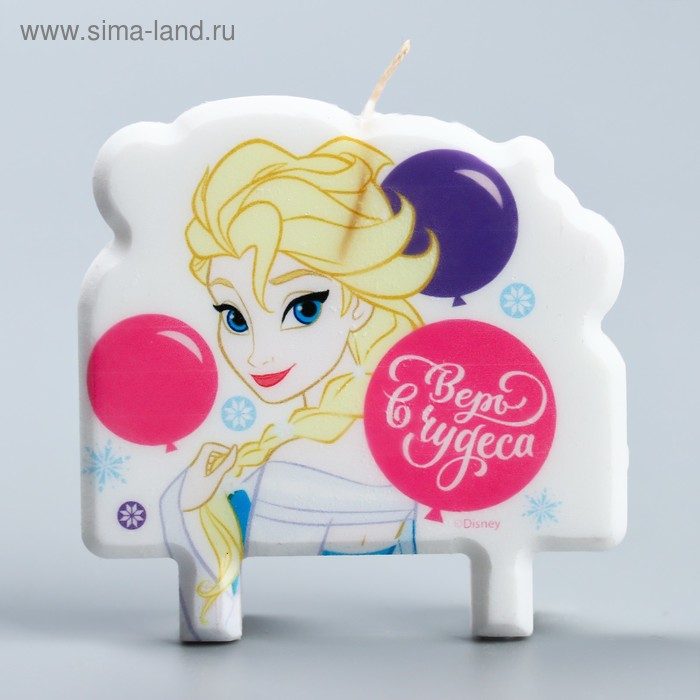 Свеча в торт "Верь в чудеса", Принцессы: Эльза Холодное сердце, 8×8 см - Фото 1