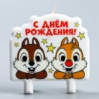 Свеча в торт "С Днем Рождения!", Чип и Дейл, 8×8 см 4929069 - фото 8985783