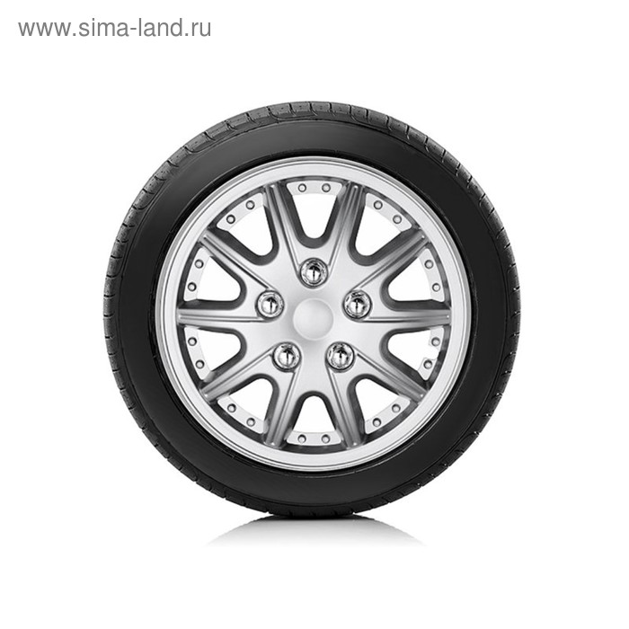 Колпаки колесные Autoprofi R14, PP пластик, регулировочный обод, металлик, 350 мм, 4 шт - Фото 1