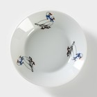 Блюдце Добрушский завод «Гуси», d=14 см, фарфор, рисунок микс, белое - Фото 2