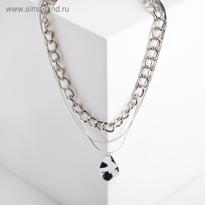 Кулон «Цепь» мятый металл, цвет серебро, 45см - Фото 1