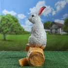 Садовая фигура "Зайка на бревне" серый, 45см - фото 24282455