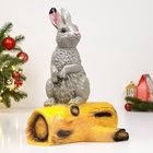 Садовая фигура "Зайка на бревне" серый, 45см - фото 27329582