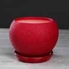 Горшок для цветов "Шар", шёлк, вишнёвый, керамика, 2 л - Фото 1