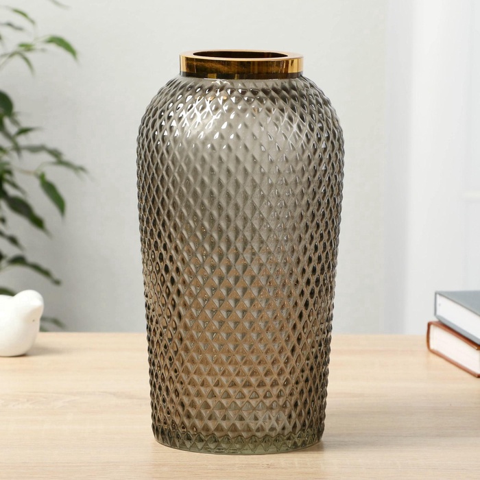 Ваза «Киркинес», 2.5 л, d=8.5 см, 26×13 см, стекло, дымчатый - Фото 1