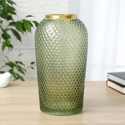 Ваза «Киркинес», 2.5 л, d=8.5 см, 26×13 см, стекло, оливковый