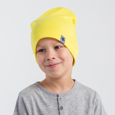 Шапка для мальчика, цвет жёлтый, размер 46-50