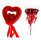 Сердце сувенирное на палочке блёстка (набор 6 шт) d=5 см вставка, красный - Фото 1