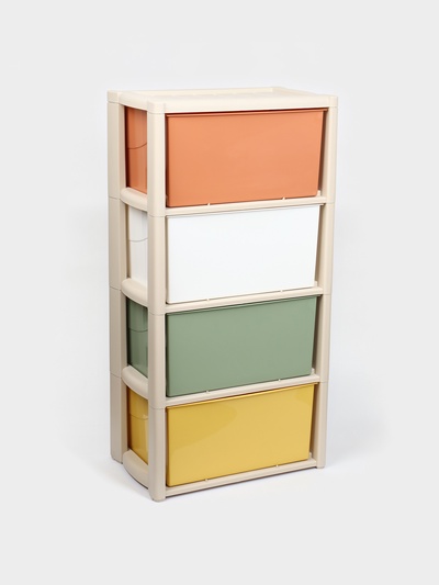 Комод 4-х секционный «Колорит», пластик, 47.5×30×94 см, МИКС