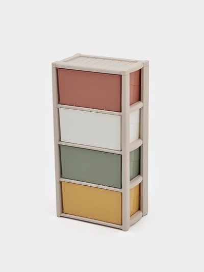 Комод 4-х секционный «Колорит», пластик, 47.5×30×94 см, МИКС