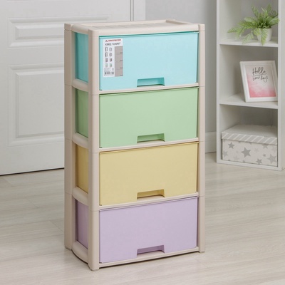 Комод 4-х секционный «Колорит», пластик, 47.5×30×94 см, МИКС