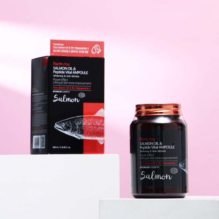 Ампульная сыворотка для лица FarmStay, с маслом лосося и пептидами, 250 мл - Фото 1