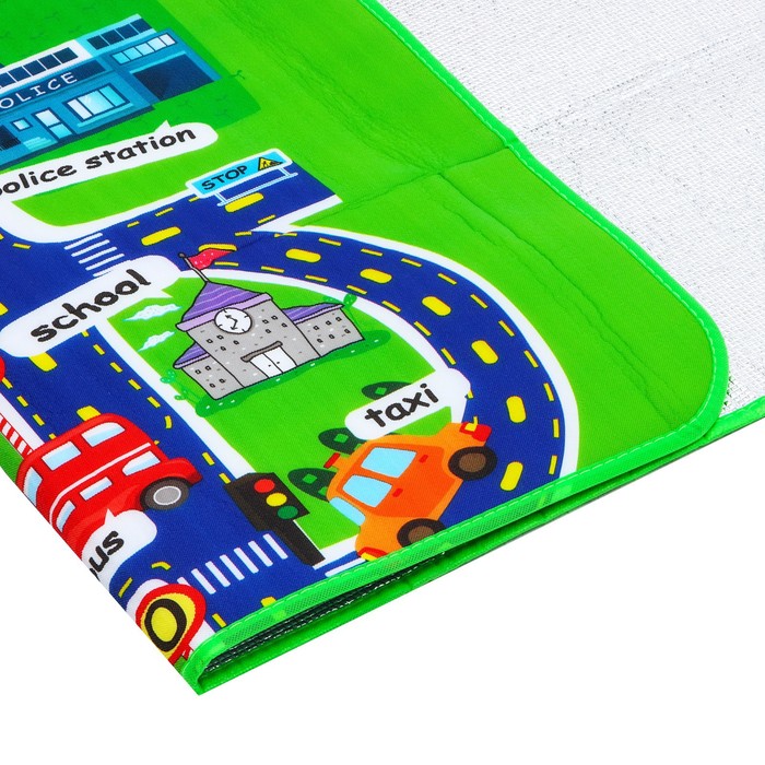Игровой коврик для детей на фольгированной основе «Транспорт и дороги», размер 180х100x0,5 см, Крошка Я - фото 1890930043