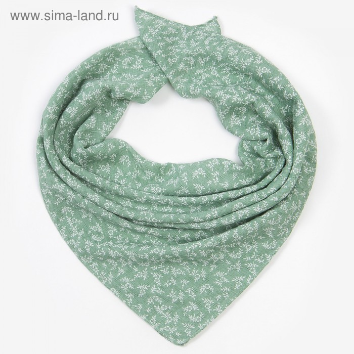 Платок женский текстильный, цвет зелёный, размер 60х60 - Фото 1