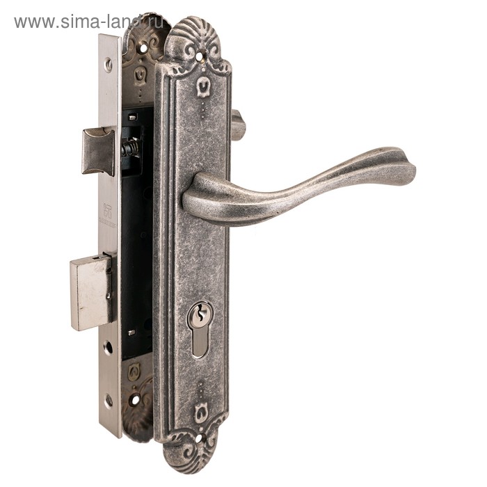 Замок врезной с ручками «АЛЛЮР АРТ» ЗВ4-70.07 AS, античное серебро