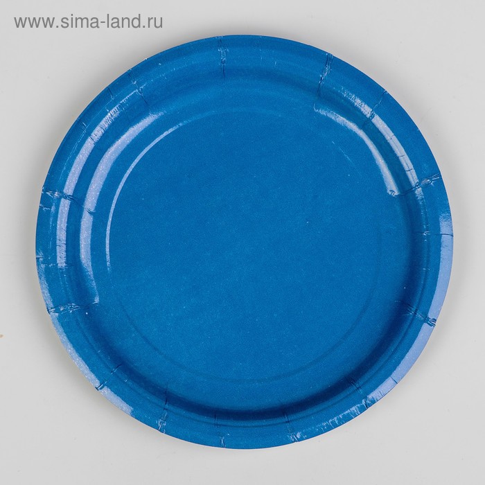 Тарелка бумажная, однотонная, цвет синий - Фото 1