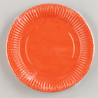 Тарелка одноразовая бумажная однотонная, цвет оранжевый - Фото 4