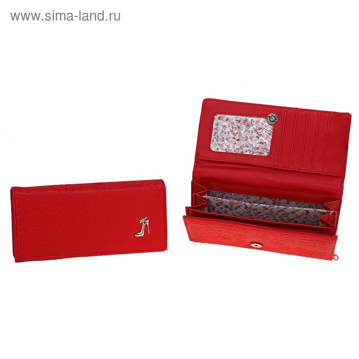 кошелёк жен 04-01-13 Туфелька 19*10*1,5см 2отд+отд на молнии+д/кредиток красный - Фото 1