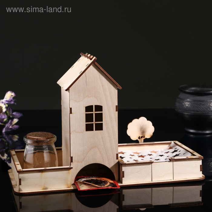 Чайный домик "Просторный со двором", с салфетницей/конфетницей, местом для солонки/перечницы - Фото 1