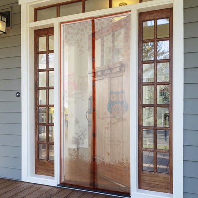 Сетка антимоскитная на магнитах «Совушки на ветке», 80×210 см, цвет коричневый