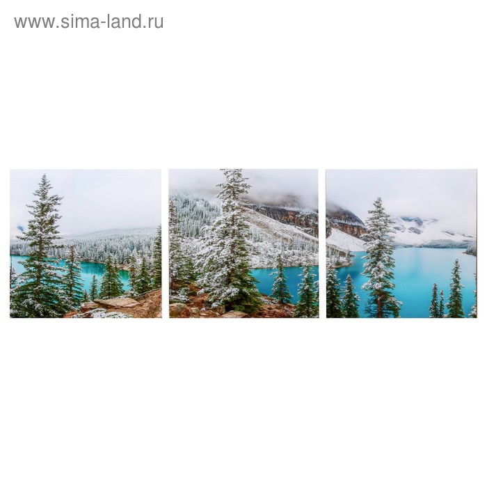 Модульная картина Горное озеро (3-35х35) 35х105 см