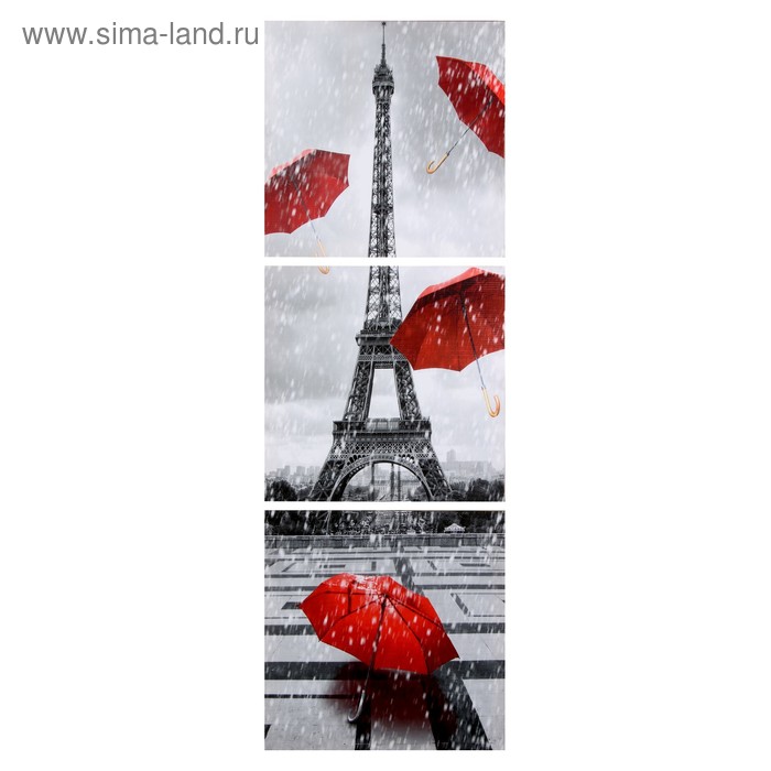 Модульная картина "Дождливый Париж" (3-35х35) 35х105 см - Фото 1