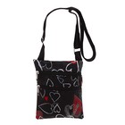 Кошелек-сумочка на ремешке "Сердца на черном", 3 отдела на молниях - Фото 1