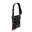 Кошелек-сумочка на ремешке "Сердца на черном", 3 отдела на молниях - Фото 2