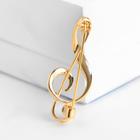 Брошь «Скрипичный ключ» классика, чёрная в золоте - Фото 3