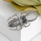 Брошь «Жук» олень, цвет чёрный в серебре - Фото 1