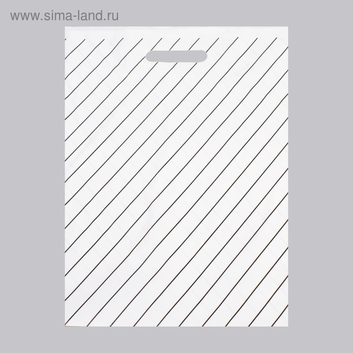 Пакет полиэтиленовый, с вырубной ручкой, «Полоска», белый, 50 мкм , 35 х 45 см - Фото 1