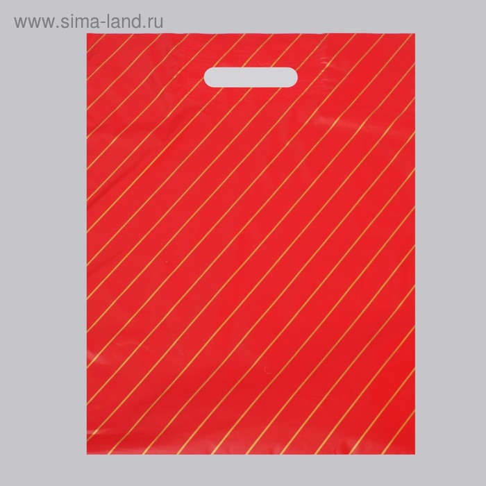 Пакет полиэтиленовый, с вырубной ручкой, «Полоска», бордовый, 35 х 45 см, 50 мкм - Фото 1