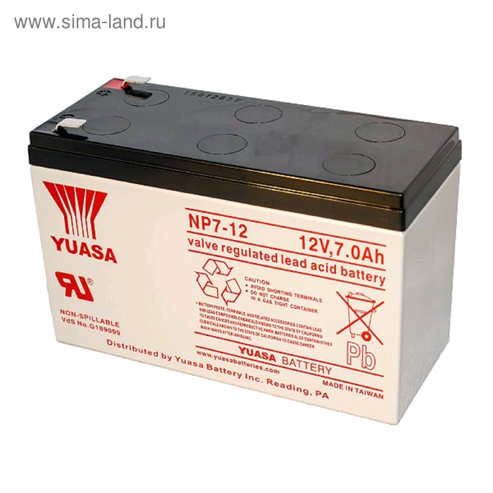Аккумуляторная батарея Yuasa NP 7-12, 12 В, 7 А/ч - Фото 1