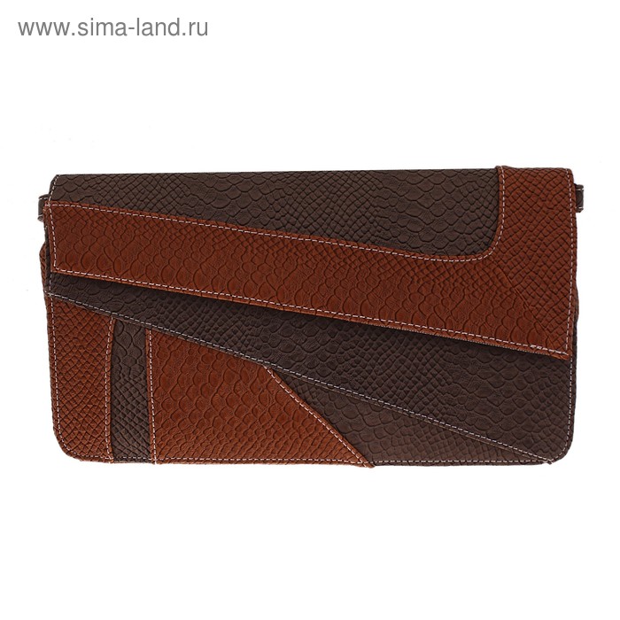 Клатч Абстракция 29*16*5см, 1 отд на клапане, ремень, корич - Фото 1