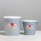 Набор кашпо для цветов 2 в 1 Flowers, тиснение, 0.8 и 1.6 л, 11×12 и 14×14 см 4840653 - фото 319867099