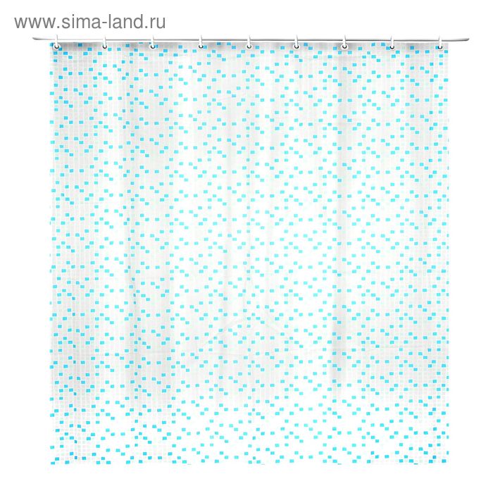 Штора для ванной комнаты Доляна «Мозаика», 180×180 см, PEVA, цвет голубой - Фото 1