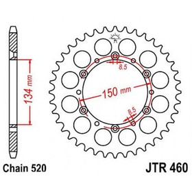 Звезда задняя ведомая JTR460 для мотоцикла стальная, цепь 520, 44 зубья
