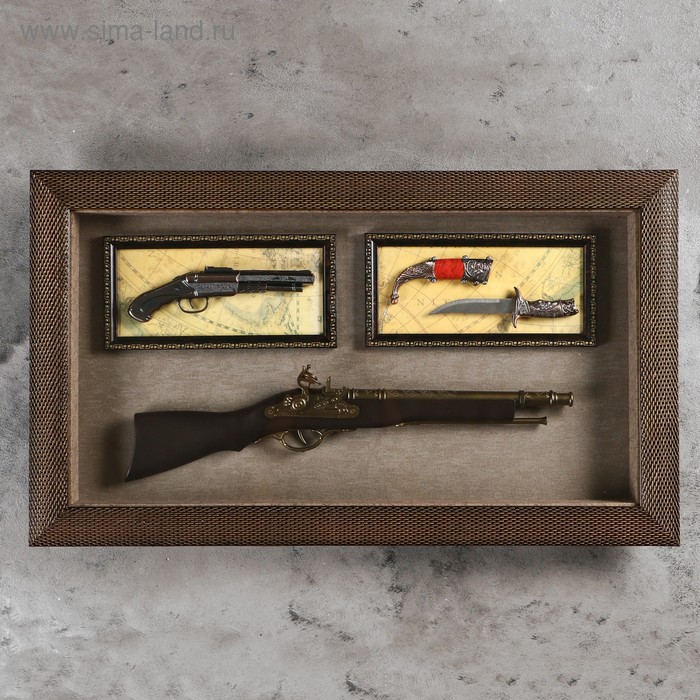 Изделие сувенирное в раме: ружье, мушкет, нож 80х48 см - Фото 1
