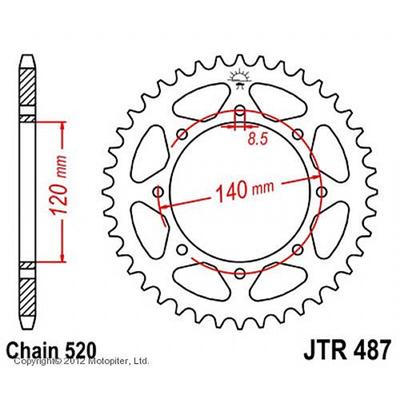 Звезда ведомая, JT 487.37, цепь 520, 37 зубьев